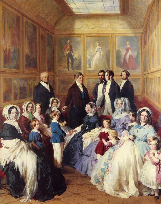 Franz Xaver Winterhalter Queen Victoria and Prince Albert with the Family of King Louis Philippe at the Chateau D'Eu Norge oil painting art